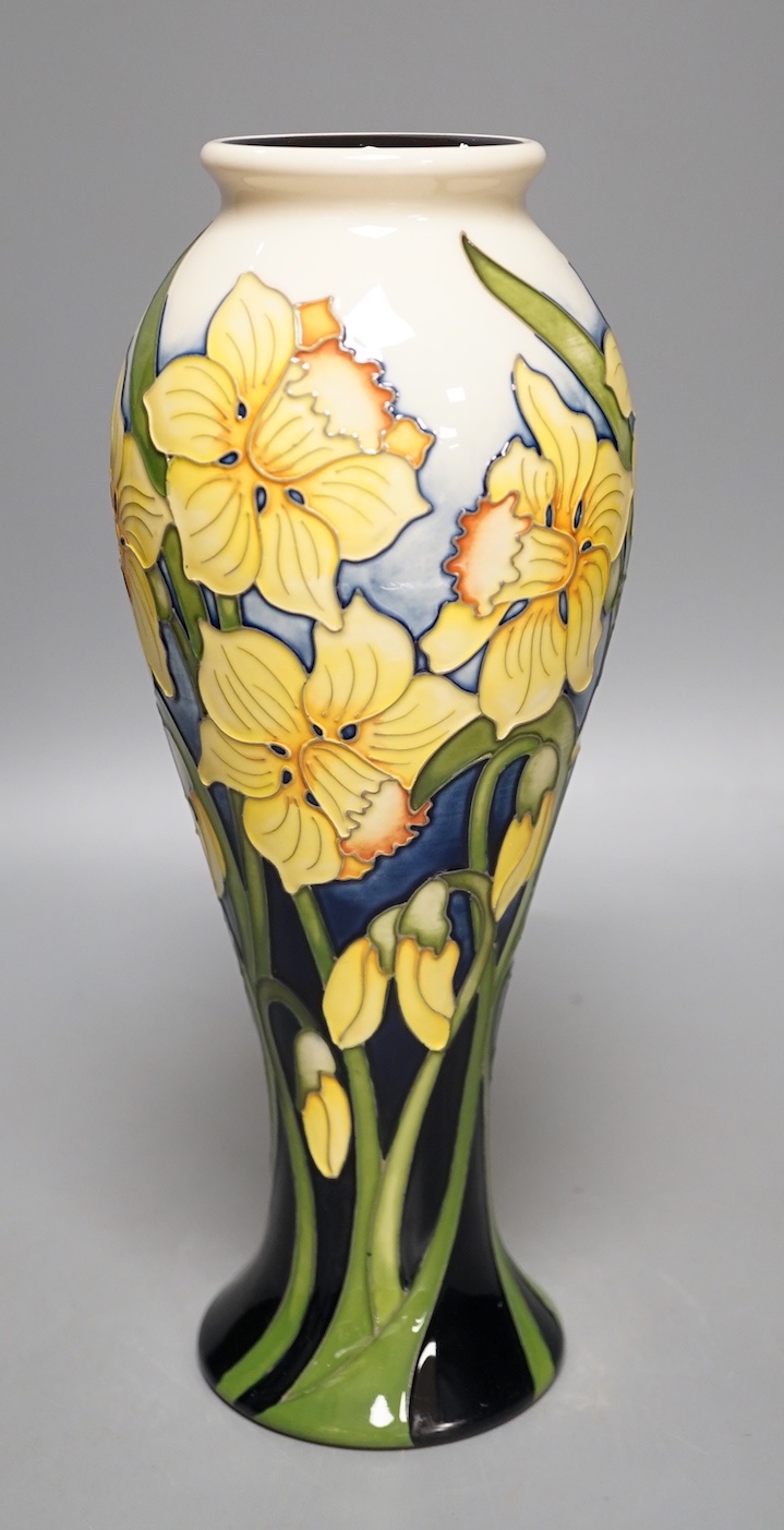 A Moorcroft 'daffodil' vase, trial piece, limited edition 17/75, 2017, boxed, 27cms high